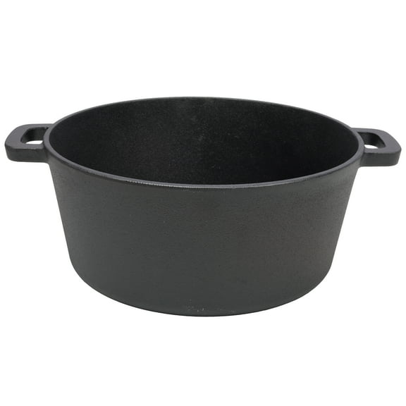 Pre-Seasoned Cast Iron Dutch Oven (5QT) - 2-in-1 Design with Dual Handles & Silicone Covers
