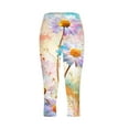 thumbnail image 6 of jjayotai Boho Floral Print Leggings for Women, Trendy Art Painting Beach Summer Fall Clothes Yoga Pants High Waisted Capri Trousers, 6 of 7