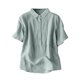 thumbnail image 1 of Vestidos Casuales Para Mujer, Blusas De Mujer De Moda Blusa informal de lino de manga corta con botones y solapa de color liso para mujer, 1 of 5