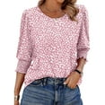 thumbnail image 4 of UVN Summer Blouses for Women 3/4 Sleeve Shirts Ladies Casual Crew Neck Womens Tunic Tops, 4 of 11