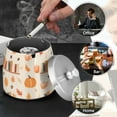 thumbnail image 4 of Yayeee Ashtray with Lid for Cigarette Smokeless Stainless Steel Home Ash Holder, Beige Fall Acorns Pattern, 4 of 7