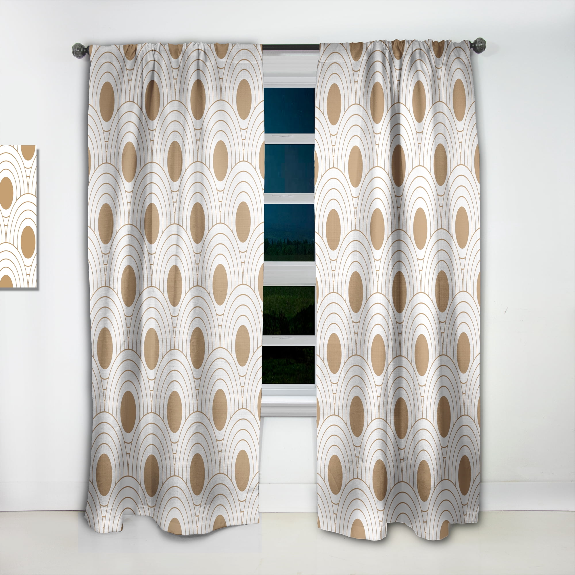 Designart 'Circular Retro Pattern Design' Mid-Century Modern Curtain Panel