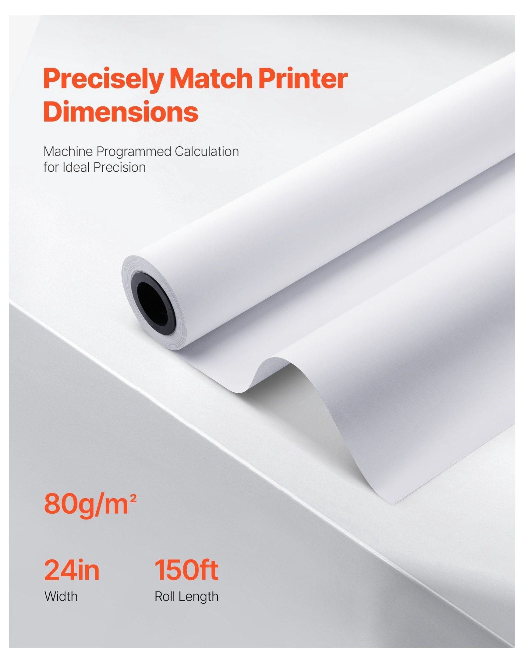 Wide Format Paper 24x150ft, 2 Rolls CAD Plotter Paper, 20lb Bond, 2in Core - Engineering Plans, Architectural Designs, GIS Maps