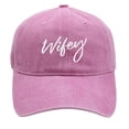 thumbnail image 2 of Wifey Embroidered Baseball Cap, Pink Washed Cotton Dad Hat with Cursive Script, Matching Couple Hat Set for Women, Casual Adjustable Sun Hat for Date Night, Anniversary Gift for Her, 2 of 2