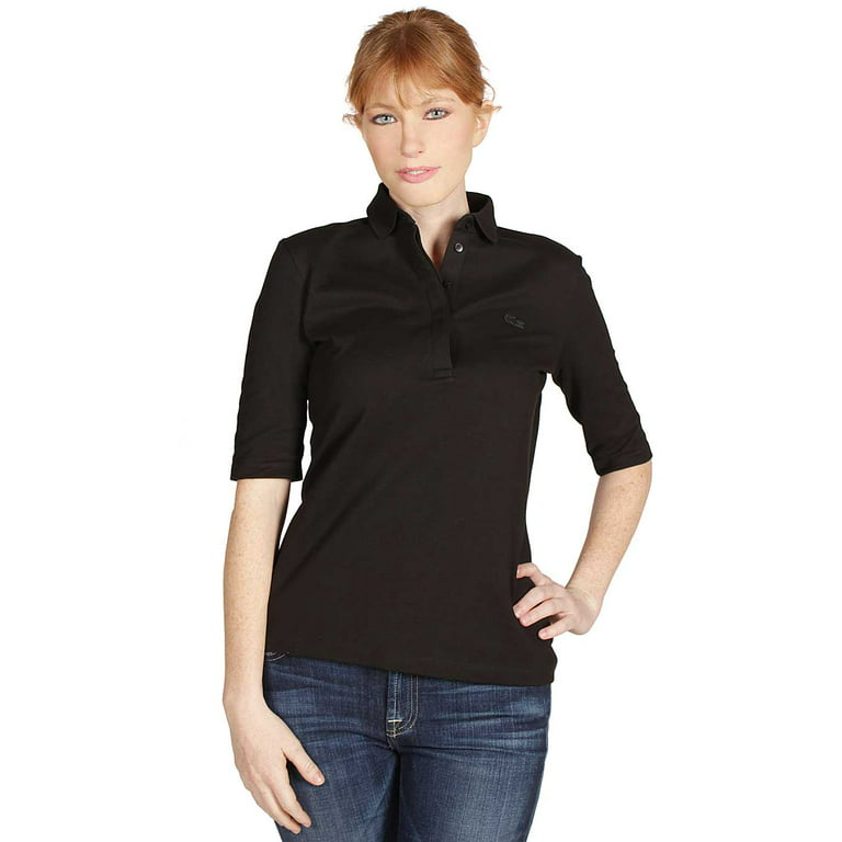 Mentor Vær modløs ordningen Lacoste Womens Half Sleeve Slim Fit Polo in Black - Walmart.com