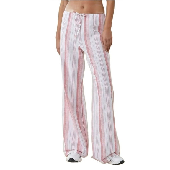 Wide Leg Striped Relaxed Fit Pants