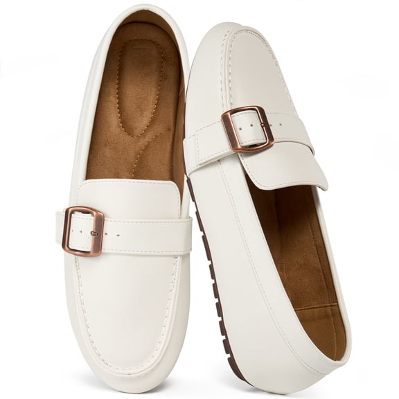 Ecetana Women's Loafer Flats Leather Slip-On Dress Shoes Work Business Casual Shoes