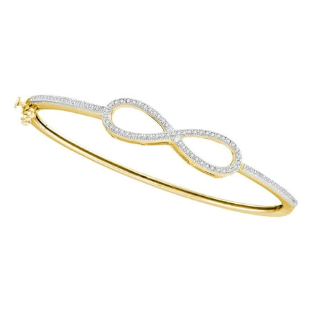 10k White Gold Round Diamond Infinity Love Bangle Bracelet (1/3 Cttw)