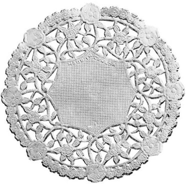 The Baker Celebrations 4-Inch Round Silver Foil Floral Lace Paper Doilies, 100 Count