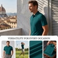 thumbnail image 6 of Havenx Men's Polo Shirts Short Sleeve Quick Dry Performance Shirts Collared 3 Buttons Moisture Wicking Golf Shirt Casual Stylish Lightweight Athletic Golf Work Wear,Sky Blue M, 6 of 6