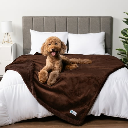 PetAmi Waterproof Dog Blanket for Medium Large XL Dog Puppy Cat Throw for Couch Cover Leakproof Protection Sherpa Fleece Reversible Soft Washable 80x60 Brown Brown