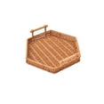 thumbnail image 3 of Imitation Rattan Plastic Storage Basket | Woven Fruit & Vegetable Basket with Handles | Multi-Purpose Kitchen & Living Room Organizer | 10.6" x 10.6" x 1.4", 3 of 7