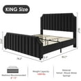 thumbnail image 3 of Huisuilinss Queen Bed Frame,Upholstered Platform Bed Frame,Velvet King Size Bed Frame With Nailhead Trim Headboard & Footboard,No Box Spring Needed,Noise Free,Wooden Slats, 3 of 9