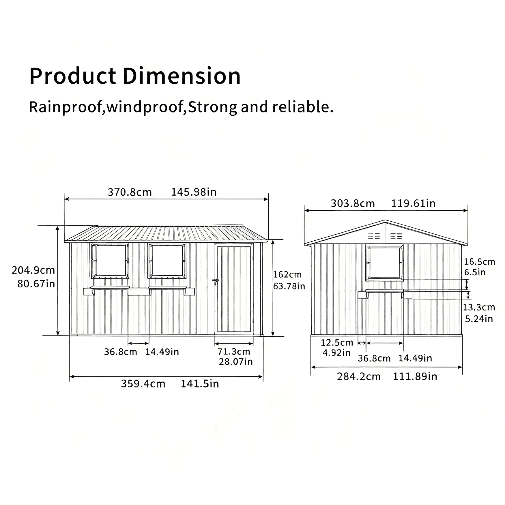 Mintazer 12×10ft Metal Outdoor Storage Shed with Lockable Door & 3 Windows, Weatherproof Garden Tool Shed with Flower Baskets, Gray