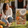 thumbnail image 7 of Welcome Fall Garden Flag, 12x18 Inch Maple Leaf Yard Banner, Autumn Pumpkin Sunflower Yard Flags for Thanksgiving Rustic Seasonal Outside Outdoor Decoration, 7 of 7