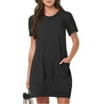 thumbnail image 3 of ShomPort Women's Casual T-Shirt Dresses with Pockets Summer Loose Round Neck Short Sleeve Mini Dresses, 3 of 7
