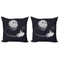 thumbnail image 1 of Hello Throw Pillow Cushion Cover Pack of 2, Hand Waving Astronaut in a Rocket from Moon Doodle Cosmic Outer Space Theme, Zippered Double-Side Digital Print, 4 Sizes, Indigo and White, by Ambesonne, 1 of 2