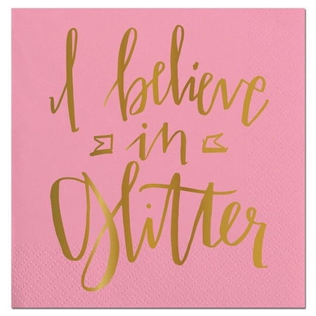 Christian Brands 10-03972-017 Beverage Napkin I Believe In Glitter - Pack of 12