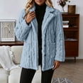 thumbnail image 6 of Enjoytime Fall Winter Fleece Jacket Women Notch Lapel Button Down Long Sleeve Coat Casual Warm Fuzzy Outerwear with Pocket, 6 of 7