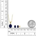 thumbnail image 2 of 18K Yellow Gold Plated Silver Blue Sapphire and Blue Created Sapphire Pendant and Earrings Jewelry Set for Women (8.15 Cttw, Gemstone Birthstone, Oval 11X9MM and 8X6MM with 18 inch Silver Chain), 2 of 3