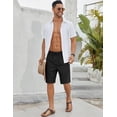thumbnail image 3 of COOFANDY Men's Black Linen Shorts Casual Summer Beach Shorts Lightweight Cotton Flat Front Short 9 inch Inseam, 3 of 6