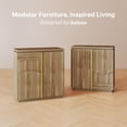 thumbnail image 7 of BELLEZE Mid Century Modern Sideboard Cabinet, Wood Arched Accent Buffet Cabinet with Storage, Credenza Console Table for Dining Room, Kitchen, and Living Room (Camel), 7 of 7