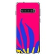 thumbnail image 1 of DistinctInk Clear Shockproof Hybrid Case for Samsung Galaxy S10+ PLUS(6.4" Screen) - TPU Bumper, Acrylic Back, Tempered Glass Screen Protector - Summer Vibes Bold Flower Blue Pink Yellow, 1 of 2