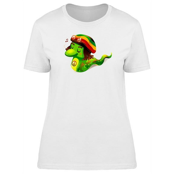 Happy Rastafari Snake Cartoon T-Shirt Women -Image by Shutterstock, Female Large