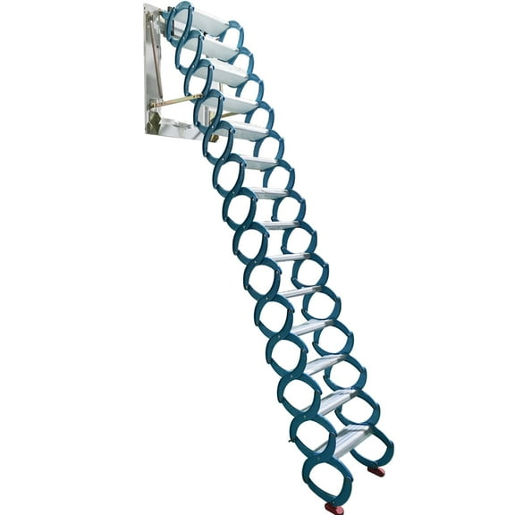 INTSUPERMAI Loft Wall Ladder Stairs Wall Mounted Attic Extension Folding Loft Alloy Blue 11.5ft Height 14 Steps