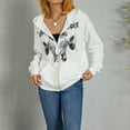 thumbnail image 3 of KOMOO Women Zip Up Hoodie Oversized Letter Butterfly Printed Long Sleeve Casual Sweatshirt Zipper Hooded Coat, 3 of 9
