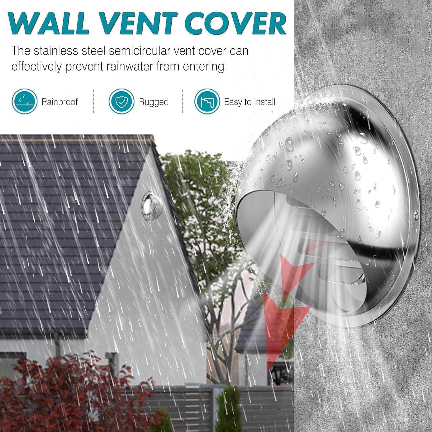 Hon&Guna 10" Wall Vent Cover Exhaust Vent with Mesh Stainless Steel Soft Vent Round Vent Cover for Outdoor Ventilation System 250mm Silver