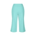 thumbnail image 6 of Clearance under 10$ Sevevn Solid Elastic Waist Pocket Cropped Pants Casual Stretchy Stylish Pants For Spring Summer Women's Clothing Summer Clearance Mint Green L, 6 of 7