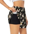 thumbnail image 3 of Lsque Flowe Rooster Printed Women's Running Shorts with Liner Pockets,Elastic Quick Dry Workout Athletic Gym Yoga Shorts,Womens High Waist Shorts-Small, 3 of 9