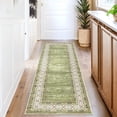 thumbnail image 4 of Nanan 2'x6' Geometric Bordered Runner Rug Modern Throw Carpet, Washable Rug Soft Non Slip Indoor Floor Mat for Living Room Bedroom Home Decor, Green, 4 of 9