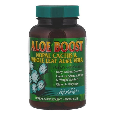 Aloe Life ??? Aloe Boost, Whole Leaf Aloe Vera and Nopal Cactus Tablets, Formula that Supports Body Wellness, Great for Adults, Athletes and Weight Watchers, Gluten and Dairy Free (90