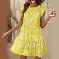thumbnail image 2 of asddcavvf Robes pour Femmes Printemps/été Col Rond Manches Évasées Imprimé Floral Robe avec R, 2 of 9