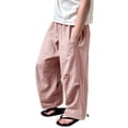 thumbnail image 2 of Bixock Toddler Girls Cargo Pants,Girls Sweatpants,Solid Color Pants Linen Cargo Pants Wide Leg Pants Long Pants, 2 of 6