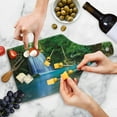 thumbnail image 4 of Woodland Cutting Board, Waterfall Asia Thailand Jungle Tropic Plants Trees Tourist Attraction, Tempered Glass Cutting and Serving Board, Wine Bottle Shape, Turquoise Green Brown, by Ambesonne, 4 of 5