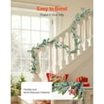 thumbnail image 2 of VEVOR Christmas Garland, 6.6-FT Realistic Greenery Decorated with Vines, Olive Leaves, and Berries, Evergreen Faux Garlands with Light String for Indoor Outdoor Xmas Decoration on Mantel Fireplace, 2 of 9