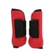 thumbnail image 1 of Botas deportivas para caballos, carcasa de PU, botas para patas delanteras de caballo con cojín elástico para entrenamiento de salto de caballo, patas delanteras rojas M, 1 of 5
