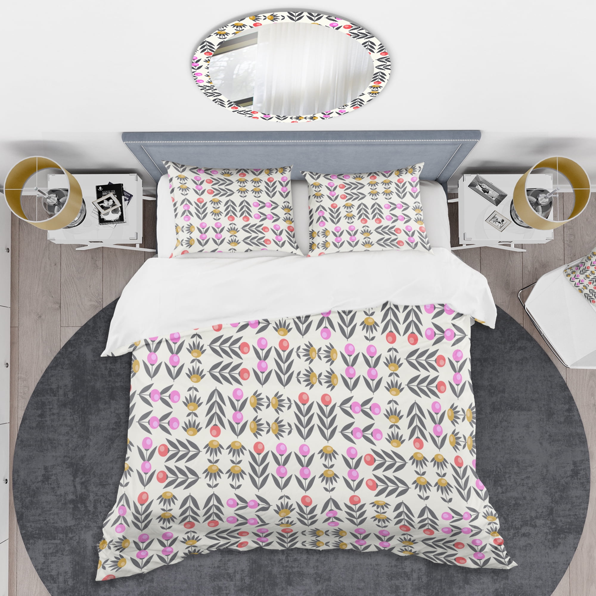 Designart 'Retro Abstract Floral Design XI' Mid-Century Modern Duvet Cover Set