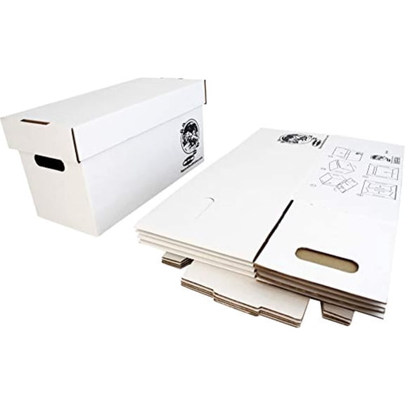 Durable Set of 5 - 7 inch Vinyl Record Storage Boxes - Sturdy Cardboard Construction with Removable Lid - Holds Up to 200 7 inch  Records Each - Built Tough for Long-Term, Secure Archival Storage