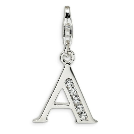 Sterling Silver RH CZ Letter A w/Lobster Clasp