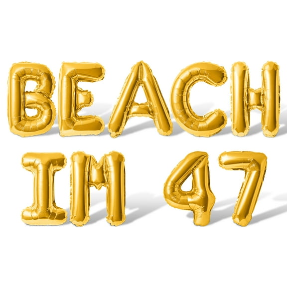Letter Balloons - BEACH IM 47 16" Inch Alphabet Letters Foil Mylar Balloon 47th Birthday Party Banner (Gold)