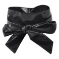 thumbnail image 2 of Wrap Around Self Tie Faux Leather Obi Cinturón de cintura Banda Negro 2.1M para dama, 2 of 2