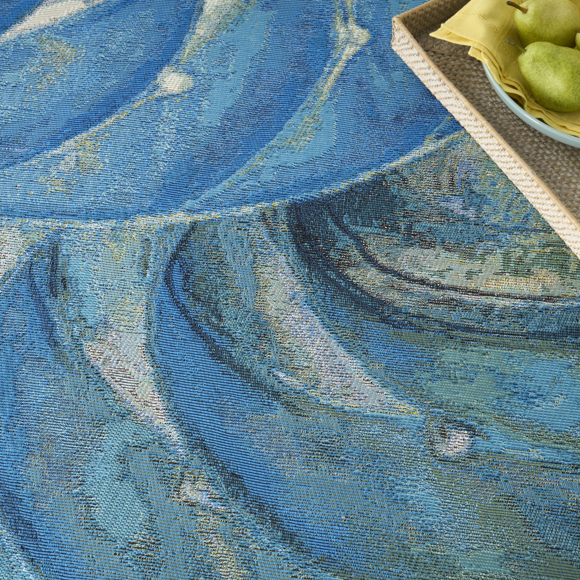 Nourison Color Splash 9' x 12' Blue Ivory Coastal, Nautical & Beach Rug