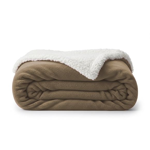 Beddora Luxury Flannel Sherpa Throw Blanket – 50” x 60” – Ultra-Soft & Warm – 450 GSM Plush Reversible Fleece – Cozy Winter Couch or Bed Blanket – Light Grey