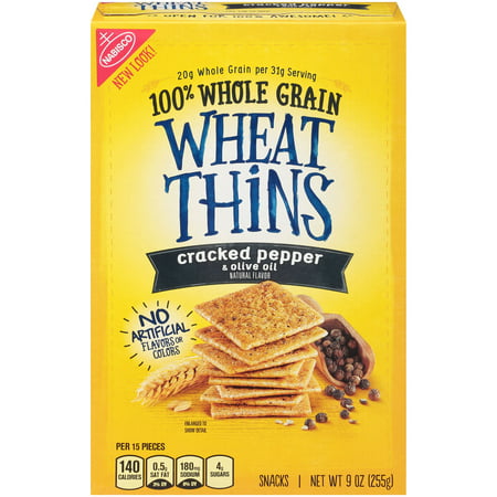 Nabisco Wheat Thins Pepper & Olive Oil Cracked Snacks, 9
