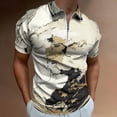 thumbnail image 2 of Marble Texture Men Zipper T-shirt Summer Casual Short Sleeve T-shirt Top, 2 of 7