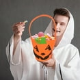 thumbnail image 4 of Felt Trick-or-Treat Baskets, Pumpkin Ghost/Skull/Witch Candy Bucket Design, Candy Bags for Kids, Canvas Tote Bags for Halloween Party Favors and Decorations, 4 of 6